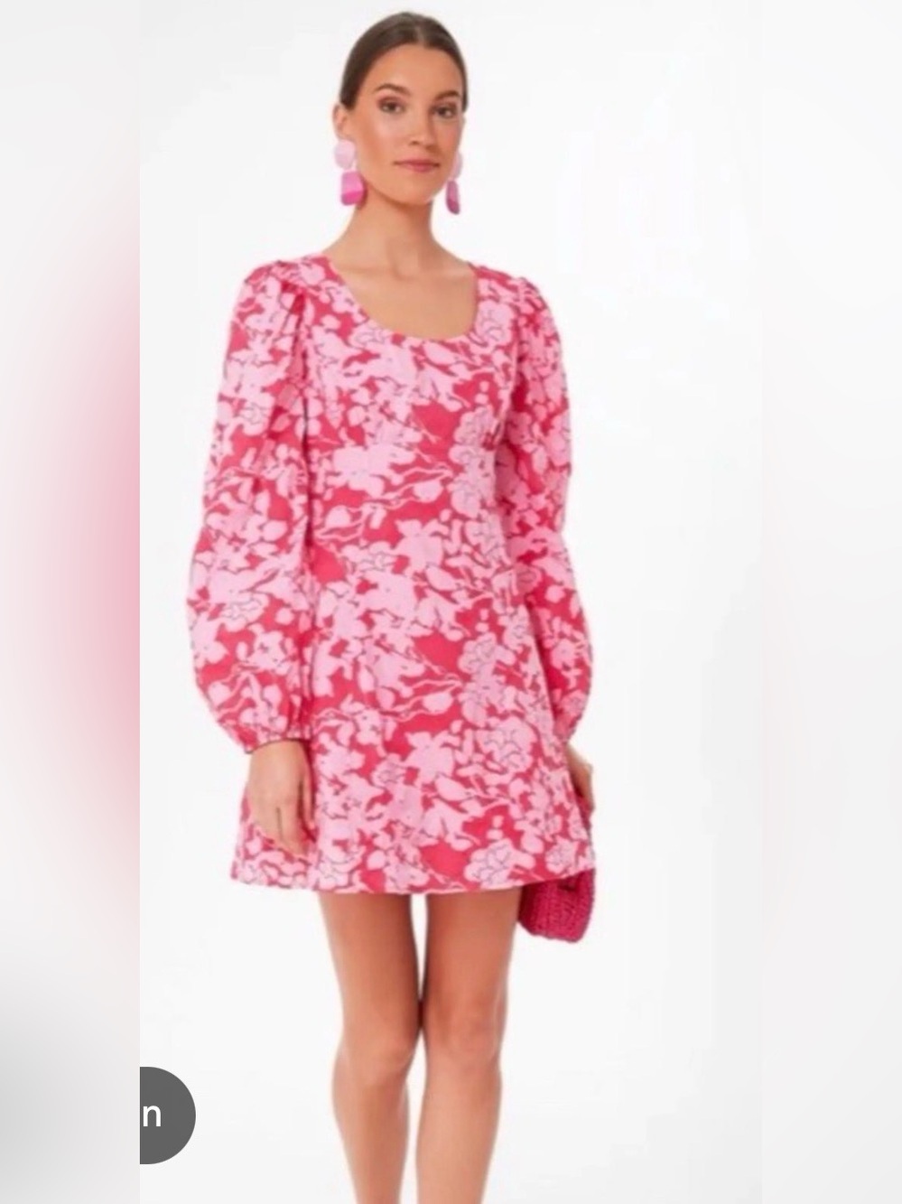 Tuckernuck Hyacinth House Red & Pink Balloon Sleeve Sienna Mini Dress L
